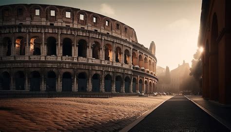 Premium Ai Image Ancient Arch Illuminated By Sunset In Rome Generated