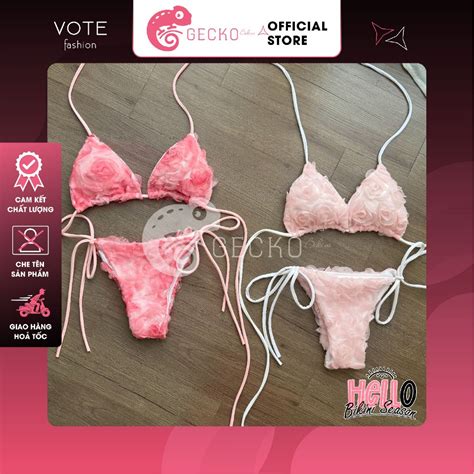 Hcm Bikini Gecko M Nh Tam Gi C Ho Ti T D Hoa H Ng M B Nh Th T Shopee Vi T Nam