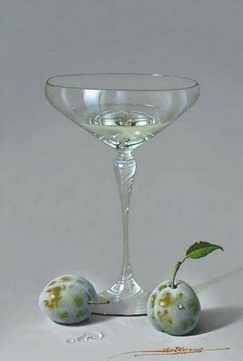 Realistic Still Life Drawing of Two Glass Goblets