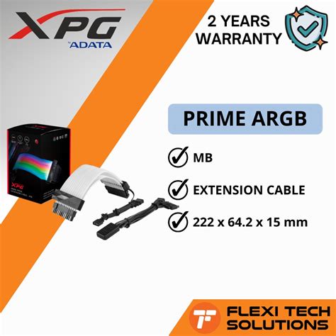 XPG Prime ARGB Extension Cable 24 pin Motherboard Sleeved Cable – Flexi ...