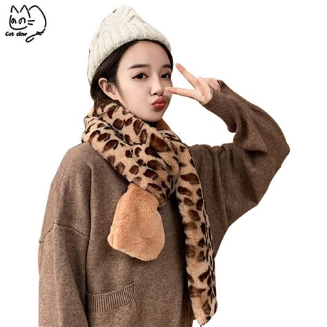 Autumn Winter Leopard Print Cashmere Warm Thicken Scarf Shawl Women