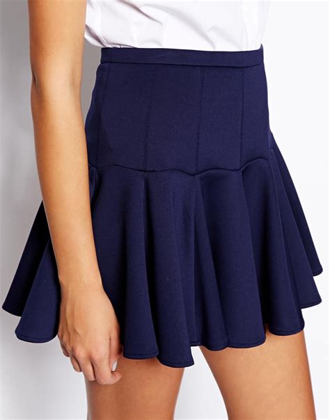 Asos Mini Skirt In Scuba With Flippy Hem In Blue Lyst