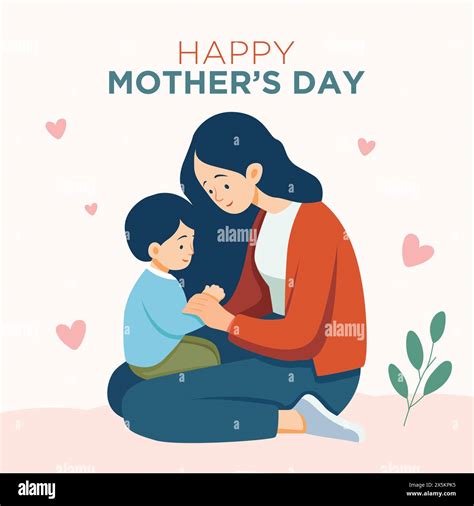 Illustration Of Mother Holding Her Son Mothers Day Concept Mother