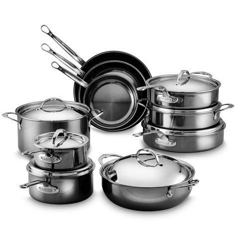 Hestan Nanobond Cookware Set 17 Piece Titanium Stainless Steel Cutlery And More