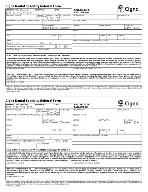 Dental Specialty Referral Form Cigna Fill Out Sign Online And Download Pdf Templateroller