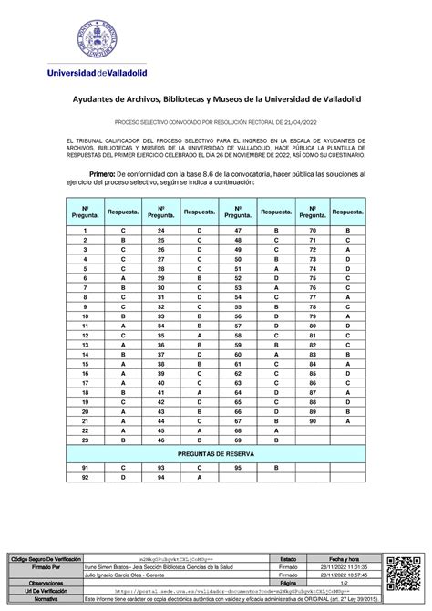 Respuestas Examen Ayudantes Archivos Bibliotecas Museos U Ayudantes