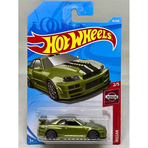 Hot Wheels NISSAN SKYLINE GT R BNR Metallic Military Green GTR R