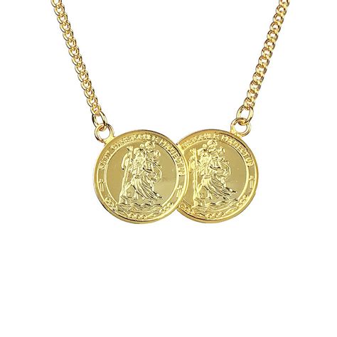 St Christopher Two Coin Necklace Sparklingjewellery St