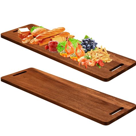 Bokon 2 Pcs 36 X 12 Inch Acacia Wooden Charcuterie Boards Acacia Serving Board With Handle