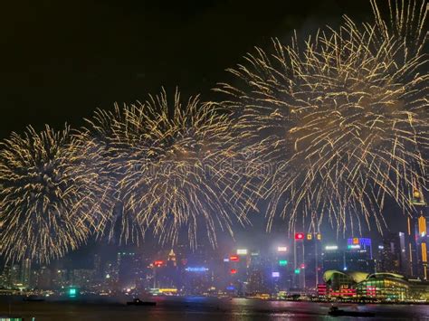 hong kong fireworks editorial stock image image  shot
