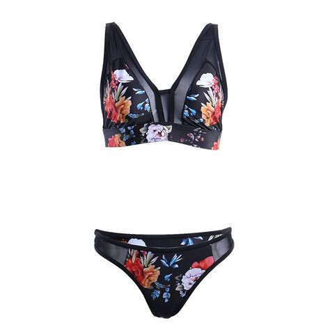 Floral Bikini Set Push Up Padded Bra Swimwear Power Day Sale