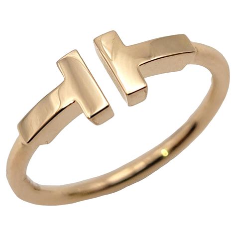 Tiffany and Co. 18 Karat Rose Gold Double T Design Wire Ring For Sale ...