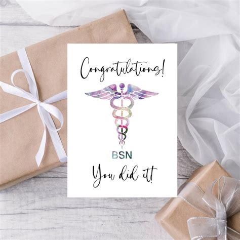 Nursing School Bsn Graduation Card Congratulations Card You Did It