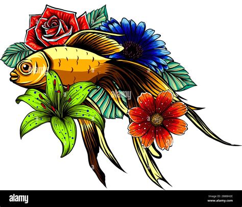 Vector Illustration Of Japanese Koi Fish Tattoo Style Drawing Japan