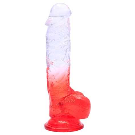 Sunfo Saugnapf Dildo Mit Hoden Cm Transparent Rot