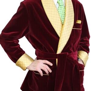 Men Smoking Robe Jacket Maroon Velvet Quilted Handmade Etsy