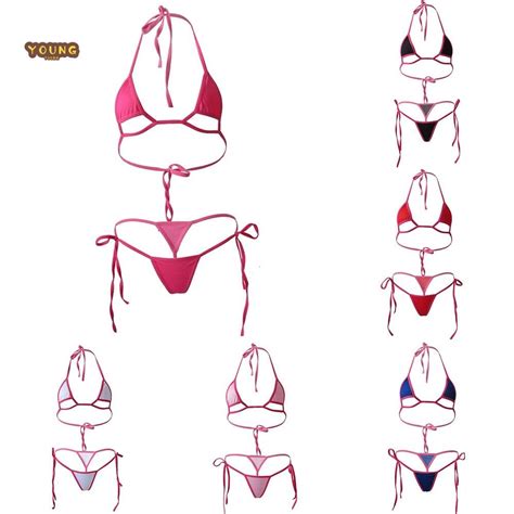 US Sexy Womens Bikini Set Swimsuit Halter Lace Up Bra G String Thong Swimwear Shopee Philippines