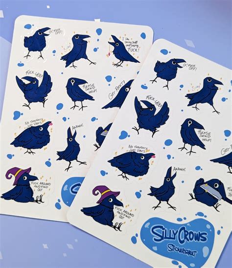 Silly Crows Sticker Sheet Sticker Sheet Crows Passive Etsy