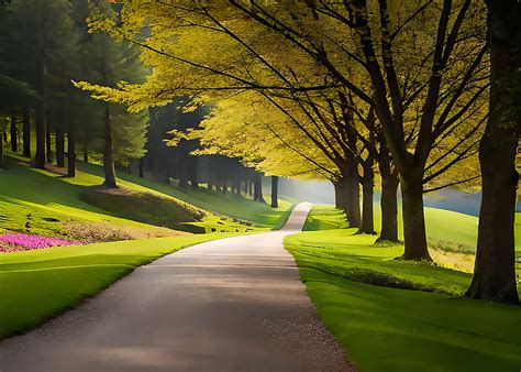 latar belakangjalan  pepohonan wallpaper latar belakang alam hijau