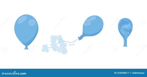 Balloon Kids Toy Full of Air and Deflating, Flat Vector Illustration ...