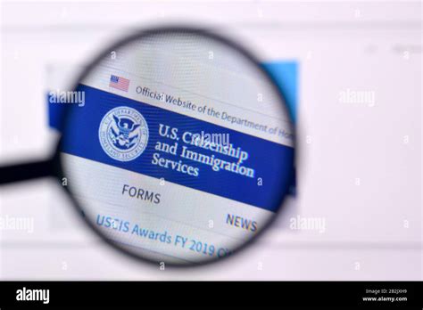 NY, USA - FEBRUARY 29, 2020: Homepage of uscis website on the display ...