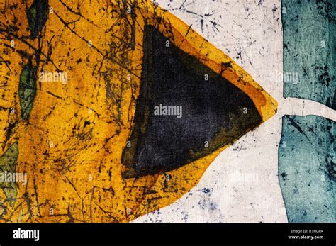 Geometry Hot Batik Background Texture Handmade On Silk Abstract Surrealism Art Stock Photo