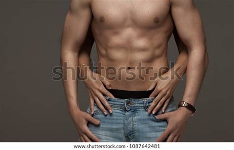 Sexy Muscular Naked Man Female Hands Stock Photo Shutterstock