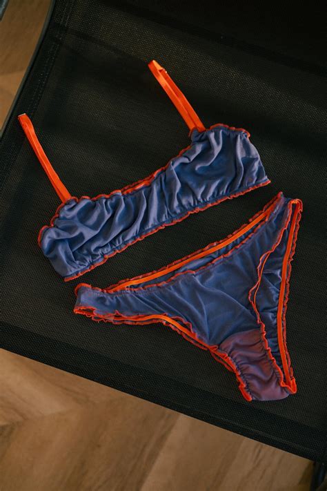 Purple Mesh Lingerie Soft Bra High Waisted Thong Romantic Mesh Lingerie Set Soft Lingerie