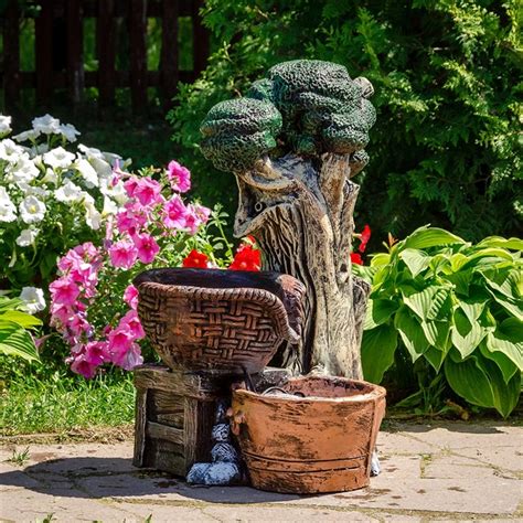 Купить Фонтан садовый Дерево с корзинкой стеклопластик высота 70см ...