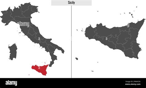 map of Sicily province of Italy and location on Italian map Stock ...