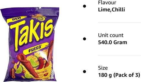 Takis Fuego Chilli And Lime Artificial Flavour Fried Corn Snack 180g
