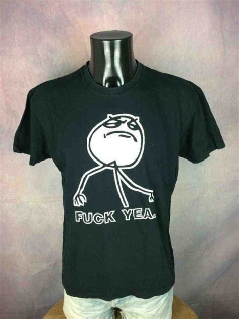 Meme T Shirt Fuck Yea Coton Cartoon Troll Iconic Punk Rock Noir Computer Dark Web Homme Gabba