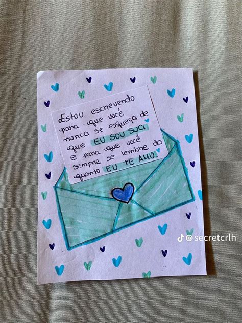 Ideias Cartinha De Amor Feita A Mão
