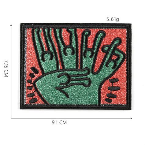 Keith Haring Hand Pop Art Cloth Crafts Iron On Sewing Patch Keith