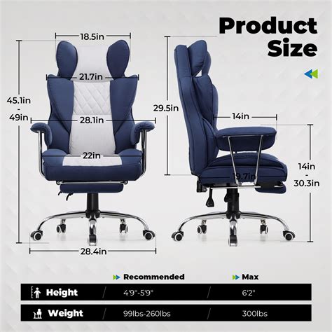 COMHOMA Big and Tall Office Chair with Lumbar Support & Adjustable Foo