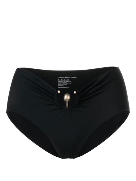Christopher Esber Black Pierced Orbit Bikini Bottoms Browns