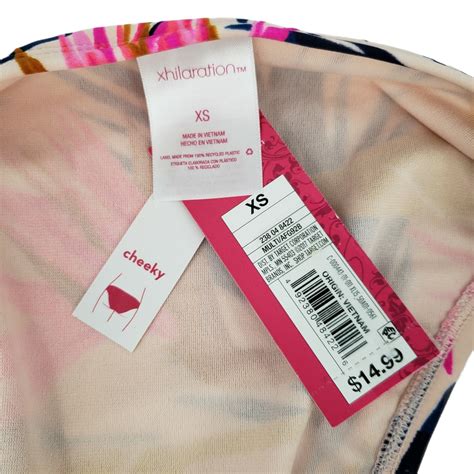 Xhilaration Cheeky Bikini Swim Bottom Juniors Xs Womens Floral Pink Blue Ebay