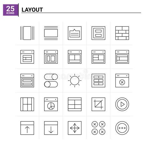 25 Layout Icon Set 100 Editable Eps 10 Files Stock Vector