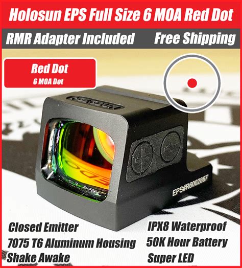 holosun eps full size  moa red dot closed emitter sight  series fo