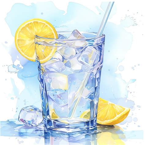 Premium Photo A Glass Of Ice Water With Ice And Lemon Slices