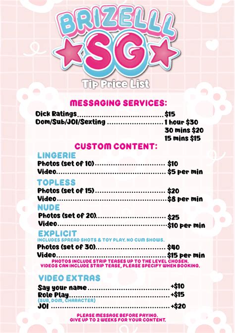 Brizelll on Twitter: "My OnlyFans tip list will be coming into effect