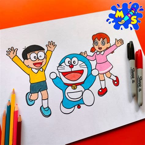 Doraemon Drawing for Kids | Happy Birthday Frame