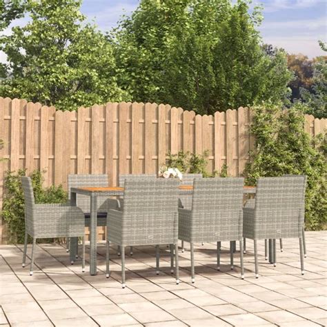 Furniture Limited 9 Delige Tuinset Met Kussens Poly Rattan Grijs