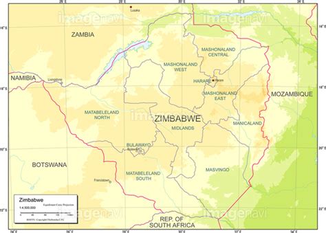 【国別図ジンバブエ地勢図】の画像素材19604866 地図素材ならイメージナビ
