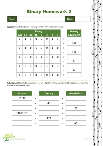 Binary Worksheets Teaching Resources