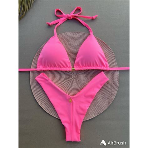 Biquíni Cortininha Calcinha Asa Delta Fio Duplo Praia Verão Férias Bikini feminino Básico Liso