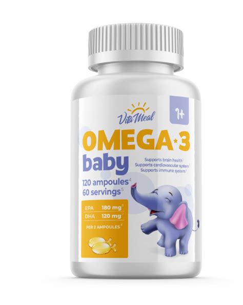 БАД VitaMeal Omega-3 Babу для детей с года в ампулах-рыбках, 120 ампул ...