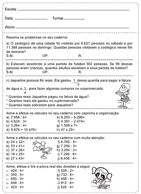 Atividades De Matemática 4 Ano Do Ensino Fundamental Para Imprimir