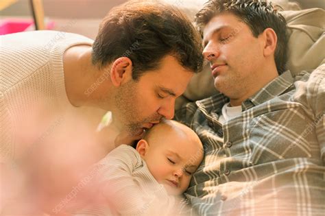 Affectionate Male Gay Parents Kissing Baby Son Stock Image F018 5630 Science Photo Library