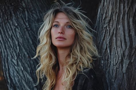 Premium Photo Simplicity In Nature Blonde Beautys Candid Tree Pose